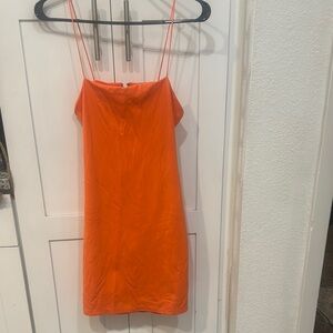 Alice and Olivia Vibrant Orange Slip Dress